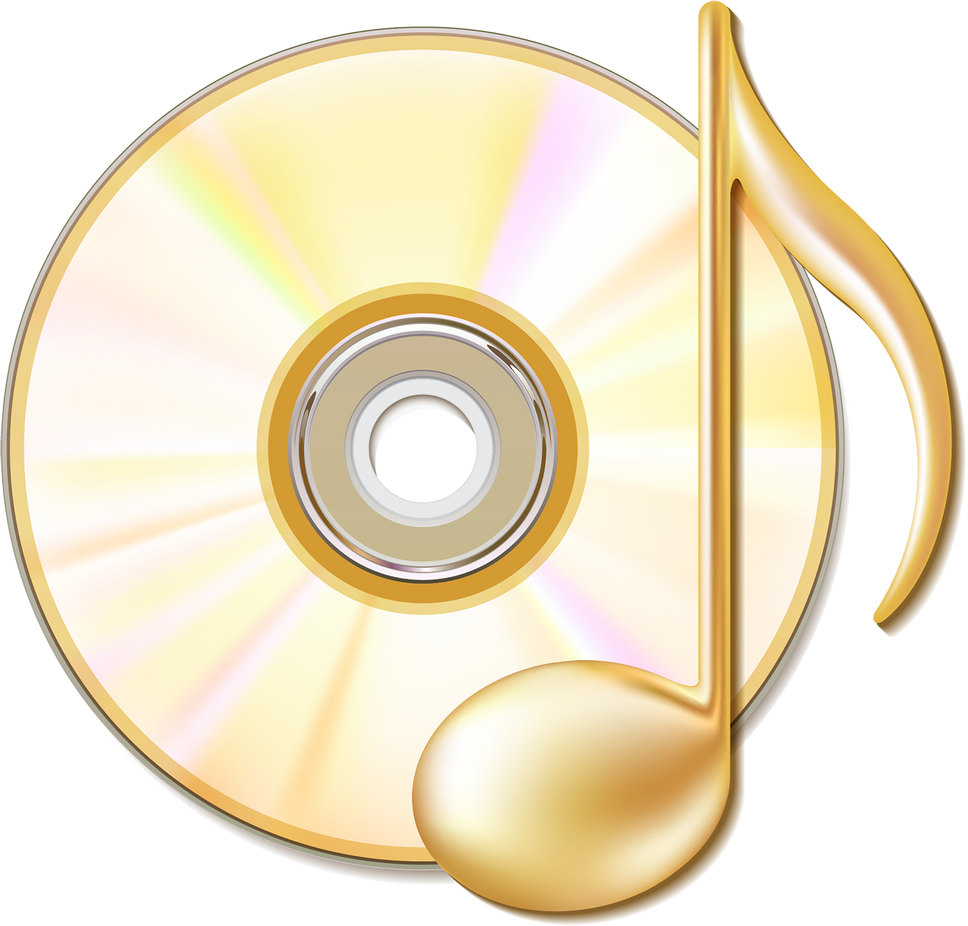 Gold Musical Note and Cd Disk